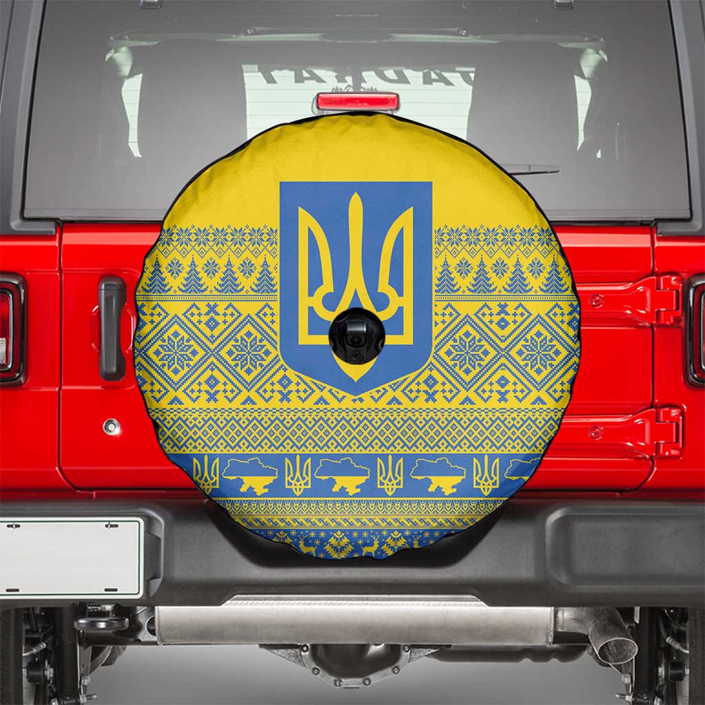 Ukraine Trident Christmas Spare Tire Cover Vyshyvanka Patterns - Wonder Print Shop