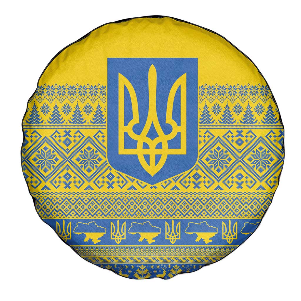 Ukraine Trident Christmas Spare Tire Cover Vyshyvanka Patterns - Wonder Print Shop