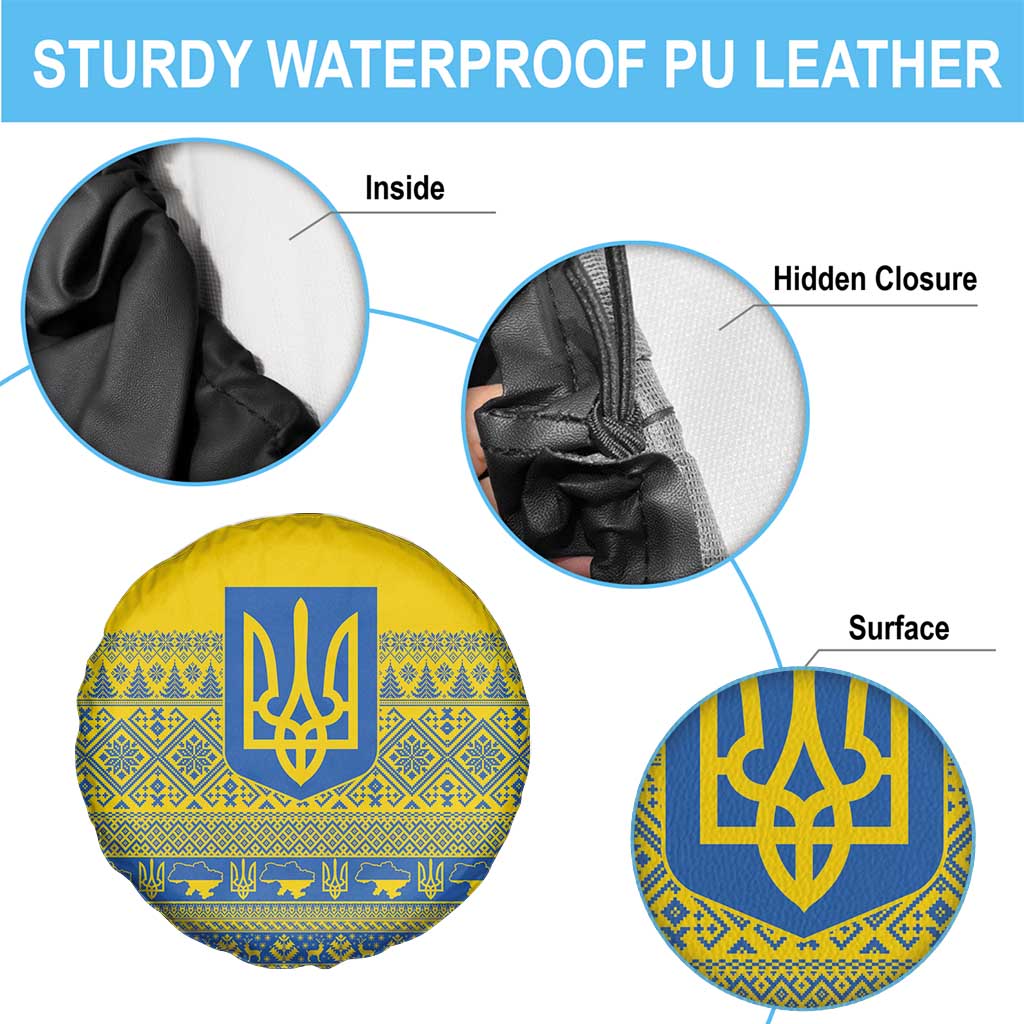 Ukraine Trident Christmas Spare Tire Cover Vyshyvanka Patterns - Wonder Print Shop