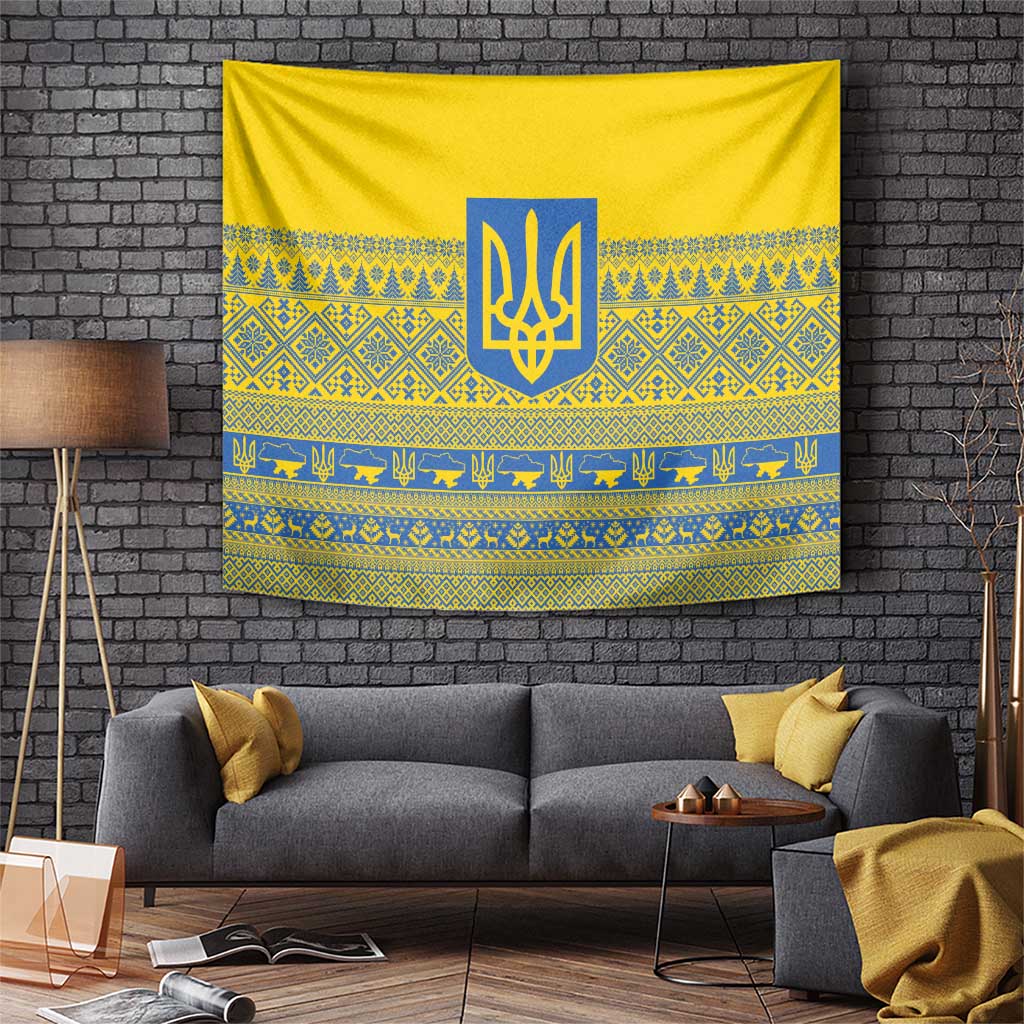 Ukraine Trident Christmas Tapestry Vyshyvanka Patterns - Wonder Print Shop
