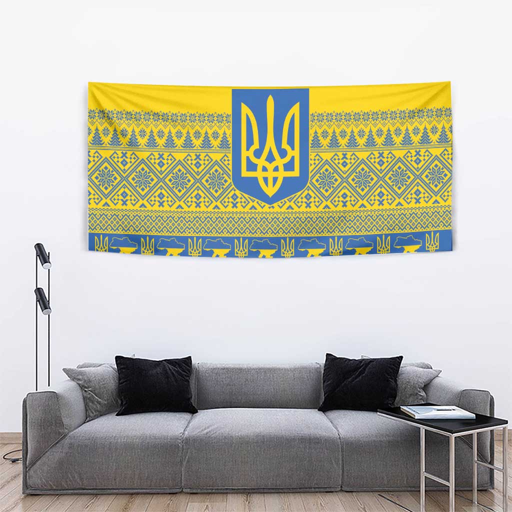 Ukraine Trident Christmas Tapestry Vyshyvanka Patterns - Wonder Print Shop