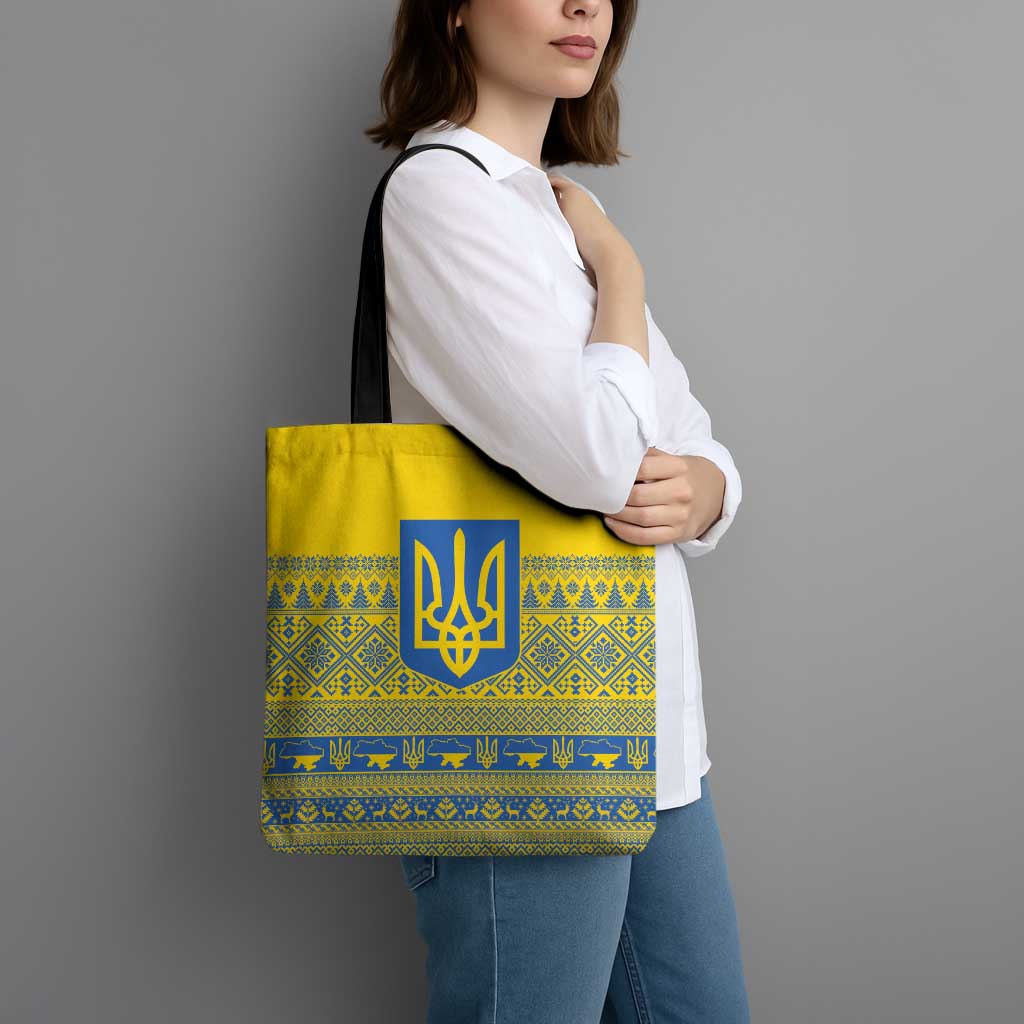 Ukraine Trident Christmas Tote Bag Vyshyvanka Patterns - Wonder Print Shop