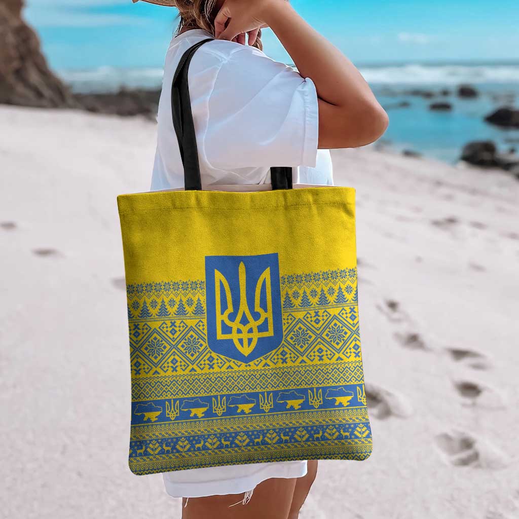 Ukraine Trident Christmas Tote Bag Vyshyvanka Patterns - Wonder Print Shop
