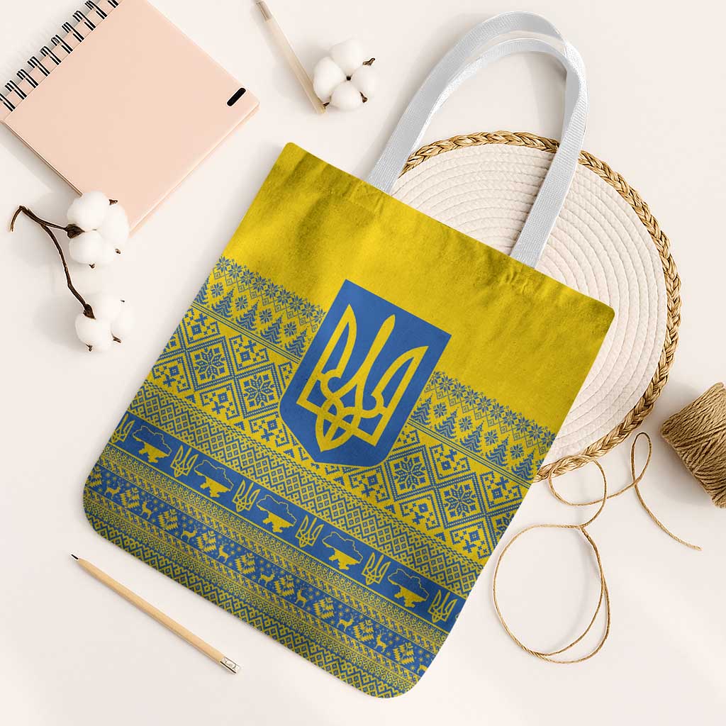 Ukraine Trident Christmas Tote Bag Vyshyvanka Patterns - Wonder Print Shop