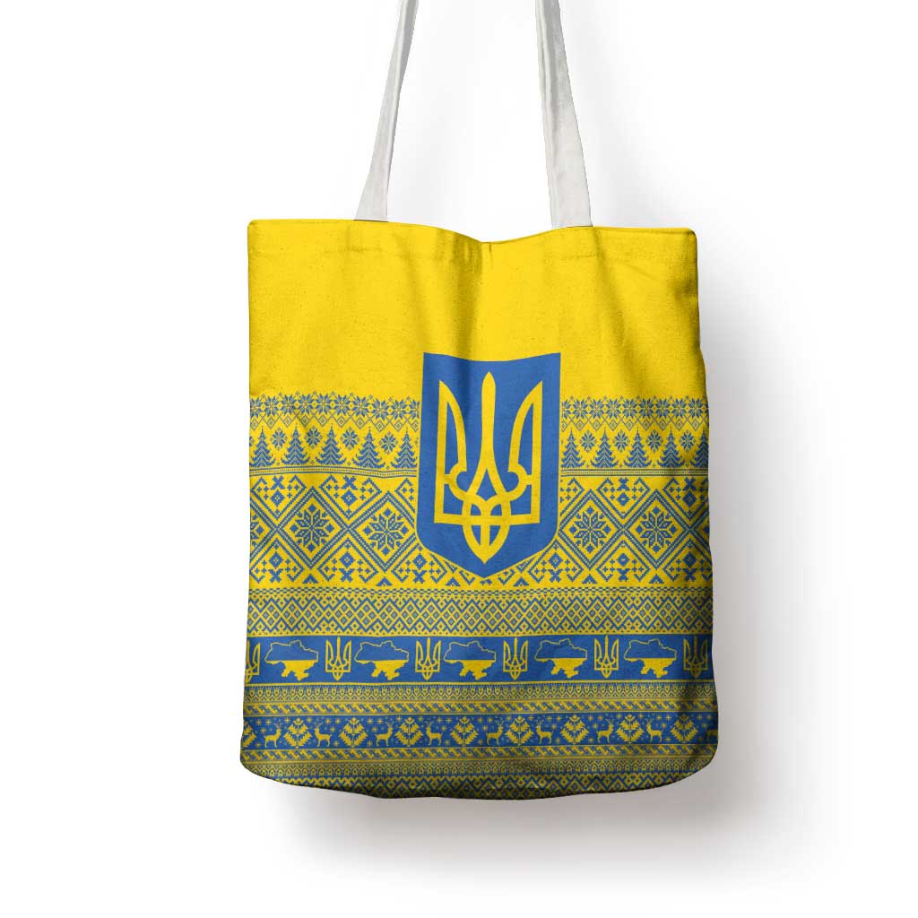 Ukraine Trident Christmas Tote Bag Vyshyvanka Patterns - Wonder Print Shop
