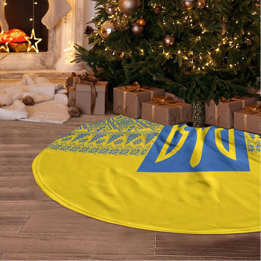 Ukraine Trident Christmas Tree Skirt Vyshyvanka Patterns - Wonder Print Shop
