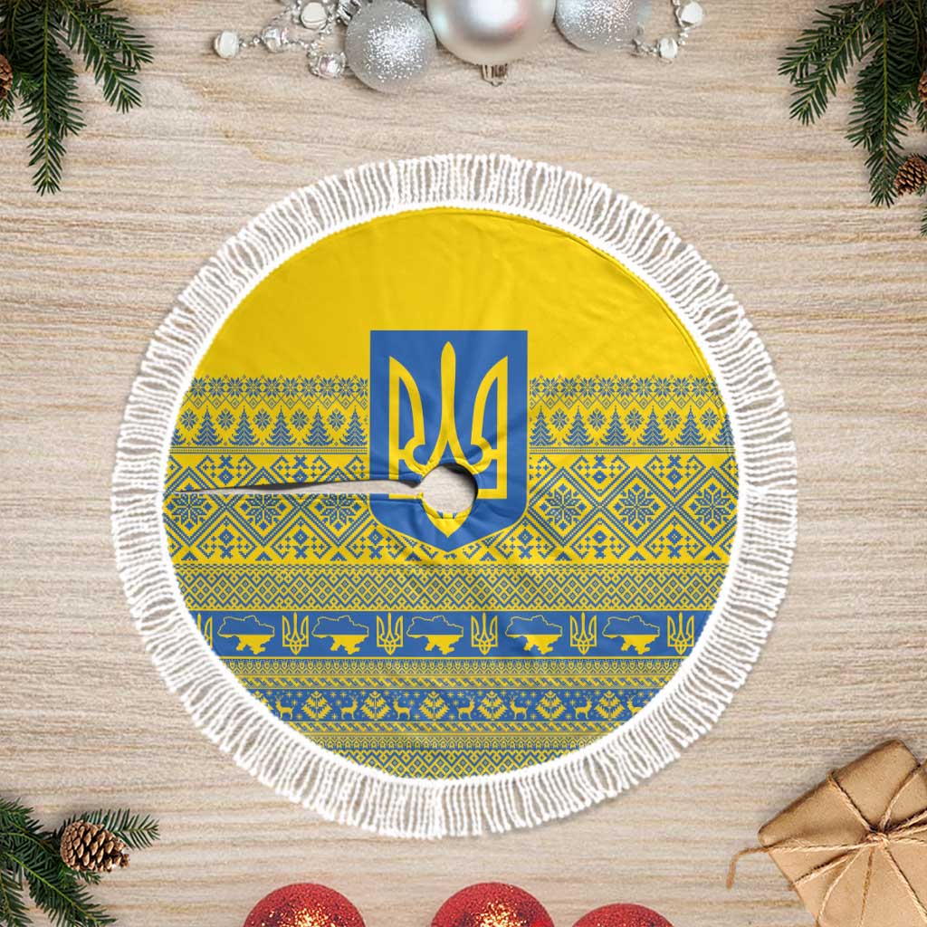 Ukraine Trident Christmas Tree Skirt Vyshyvanka Patterns - Wonder Print Shop