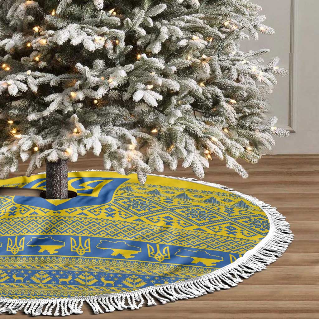 Ukraine Trident Christmas Tree Skirt Vyshyvanka Patterns - Wonder Print Shop