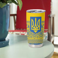 Ukraine Trident Christmas Tumbler Cup Vyshyvanka Patterns - Wonder Print Shop