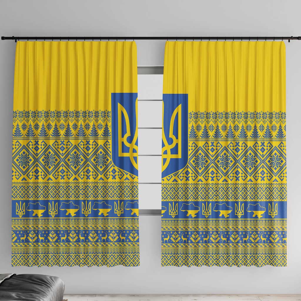 Ukraine Trident Christmas Window Curtain Vyshyvanka Patterns - Wonder Print Shop