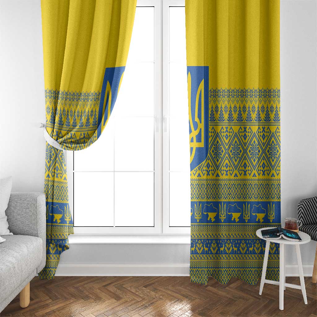 Ukraine Trident Christmas Window Curtain Vyshyvanka Patterns - Wonder Print Shop
