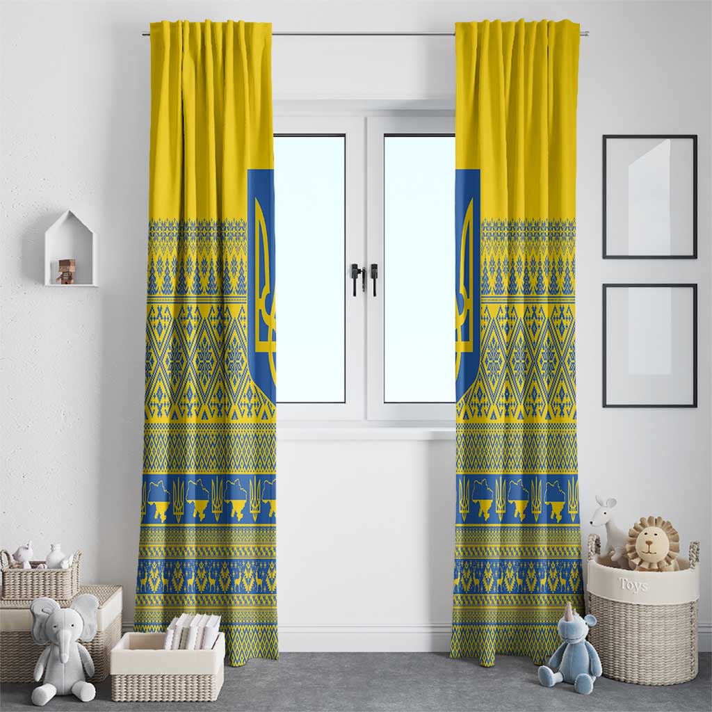 Ukraine Trident Christmas Window Curtain Vyshyvanka Patterns - Wonder Print Shop