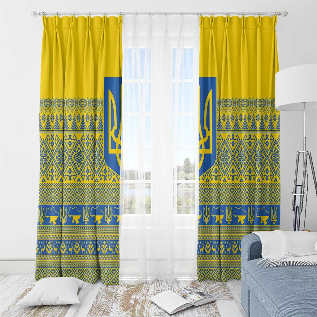 Ukraine Trident Christmas Window Curtain Vyshyvanka Patterns - Wonder Print Shop