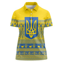 Ukraine Trident Christmas Women Polo Shirt Vyshyvanka Patterns - Wonder Print Shop