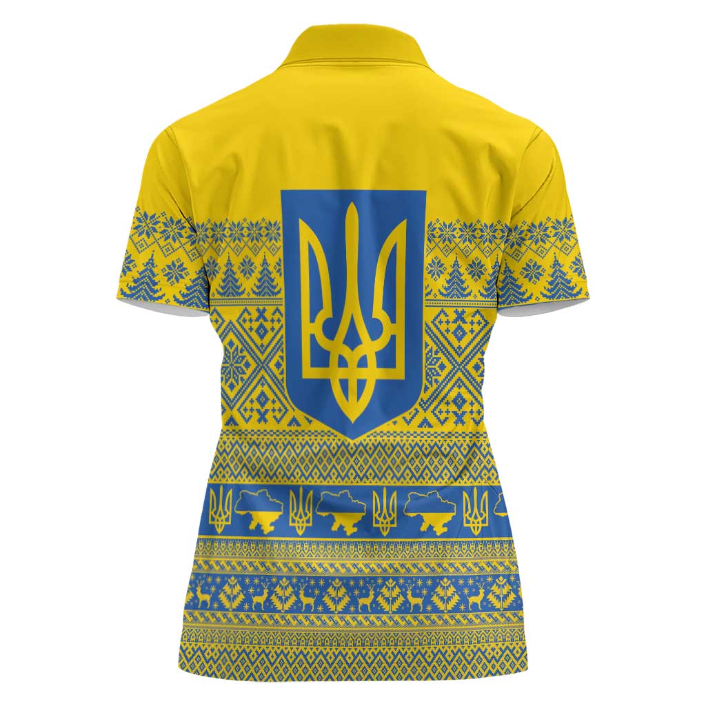 Ukraine Trident Christmas Women Polo Shirt Vyshyvanka Patterns - Wonder Print Shop