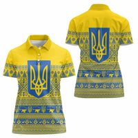 Ukraine Trident Christmas Women Polo Shirt Vyshyvanka Patterns - Wonder Print Shop