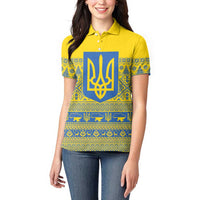 Ukraine Trident Christmas Women Polo Shirt Vyshyvanka Patterns - Wonder Print Shop