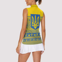 Ukraine Trident Christmas Women Sleeveless Polo Shirt Vyshyvanka Patterns - Wonder Print Shop