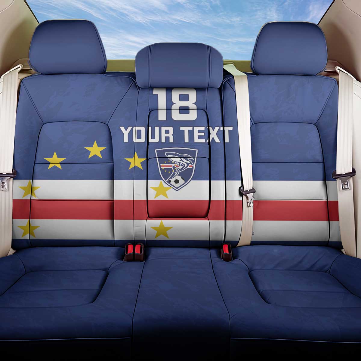 Cape Verde Football Custom Back Car Seat Cover Go Champion Sporty Style - Wonder Print Shop