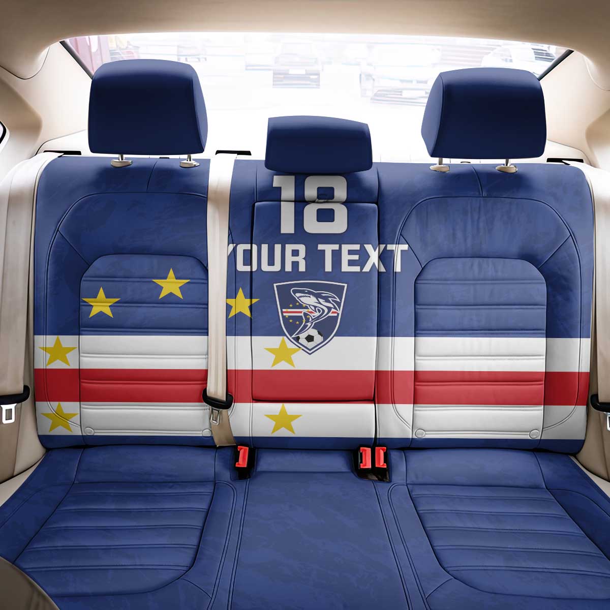 Cape Verde Football Custom Back Car Seat Cover Go Champion Sporty Style - Wonder Print Shop