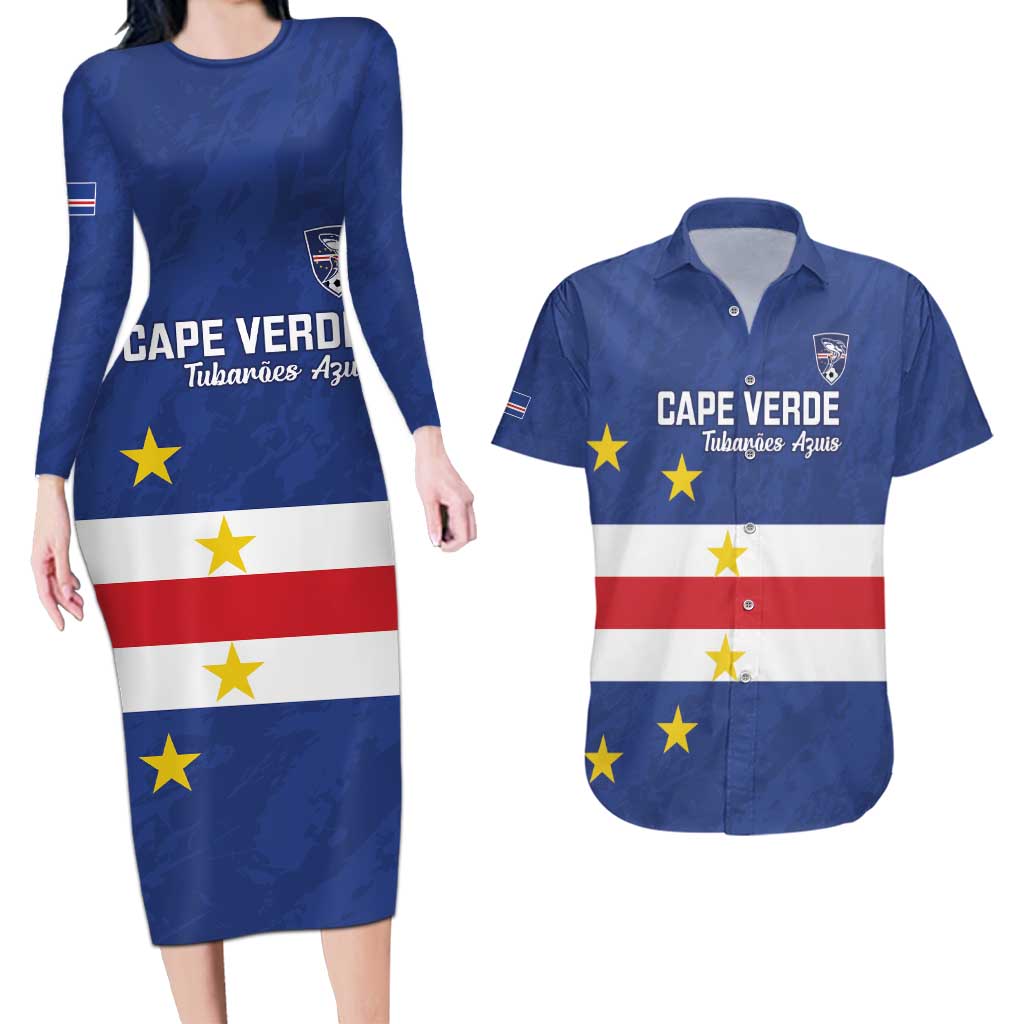 Cape Verde Football Custom Couples Matching Long Sleeve Bodycon Dress and Hawaiian Shirt Go Champion Sporty Style - Wonder Print Shop
