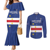 Cape Verde Football Custom Couples Matching Mermaid Dress and Long Sleeve Button Shirt Go Champion Sporty Style - Wonder Print Shop
