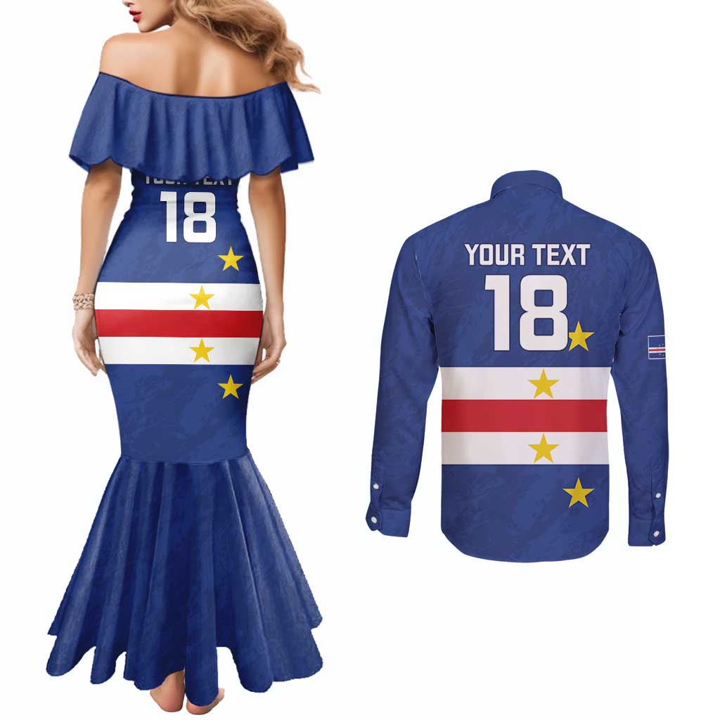 Cape Verde Football Custom Couples Matching Mermaid Dress and Long Sleeve Button Shirt Go Champion Sporty Style - Wonder Print Shop