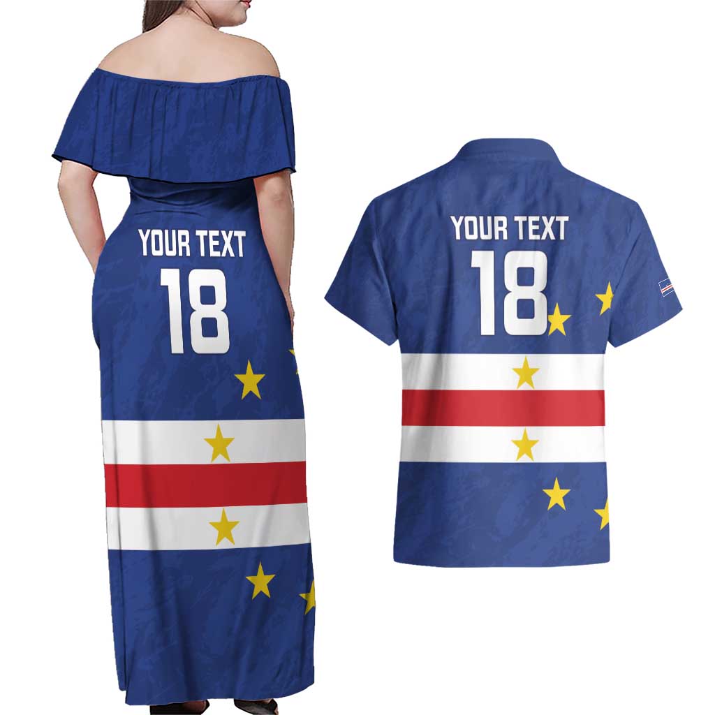 Cape Verde Football Custom Couples Matching Off Shoulder Maxi Dress and Hawaiian Shirt Go Champion Sporty Style - Wonder Print Shop