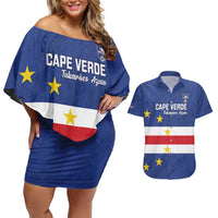 Cape Verde Football Custom Couples Matching Off Shoulder Short Dress and Hawaiian Shirt Go Champion Sporty Style - Wonder Print Shop