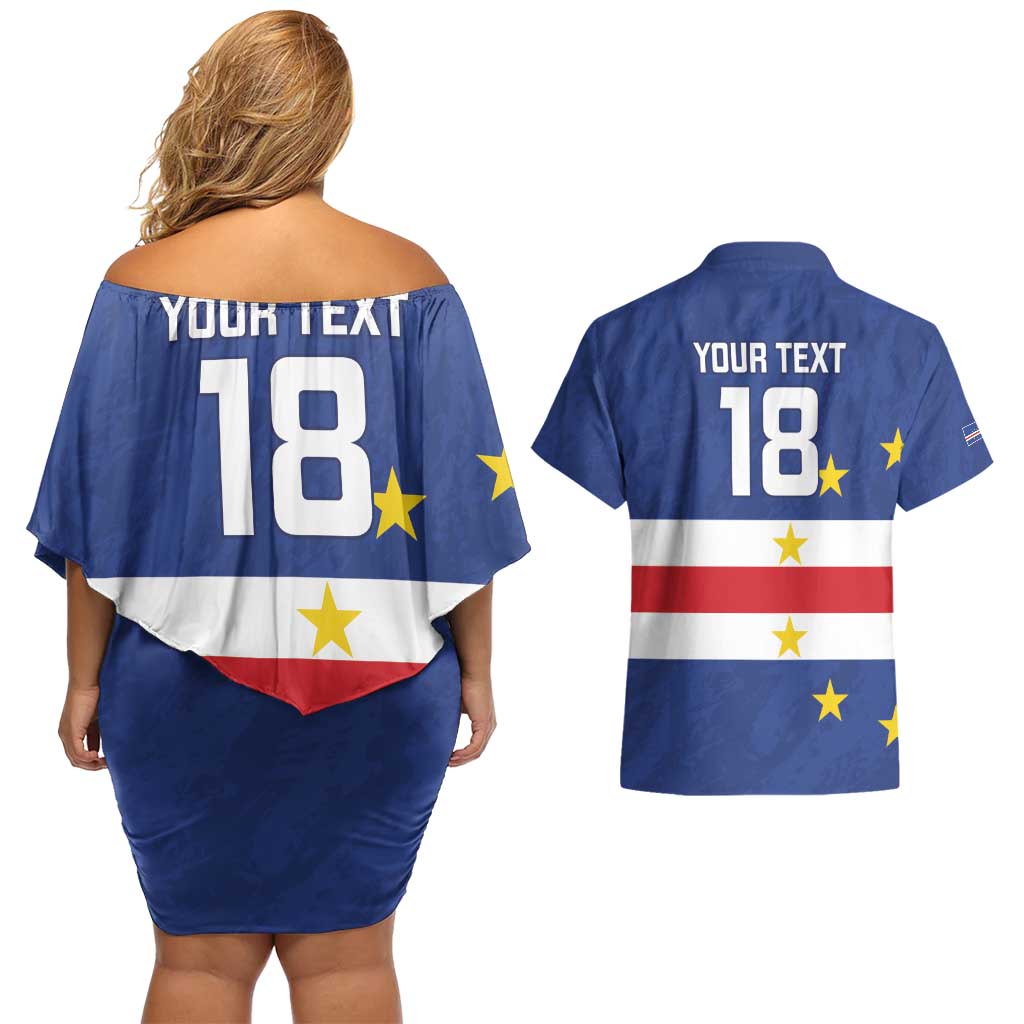 Cape Verde Football Custom Couples Matching Off Shoulder Short Dress and Hawaiian Shirt Go Champion Sporty Style - Wonder Print Shop