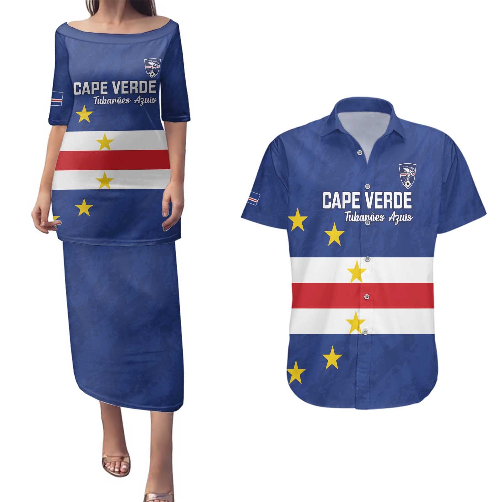 Cape Verde Football Custom Couples Matching Puletasi and Hawaiian Shirt Go Champion Sporty Style - Wonder Print Shop