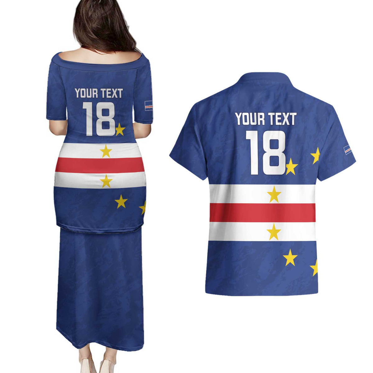 Cape Verde Football Custom Couples Matching Puletasi and Hawaiian Shirt Go Champion Sporty Style - Wonder Print Shop