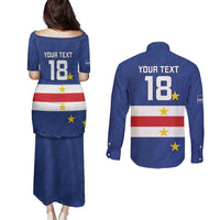 Cape Verde Football Custom Couples Matching Puletasi and Long Sleeve Button Shirt Go Champion Sporty Style - Wonder Print Shop