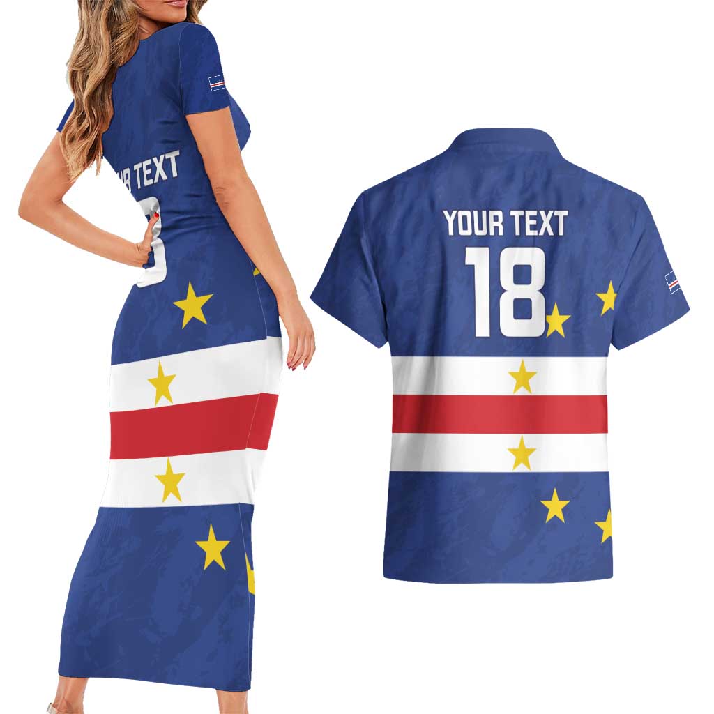 Cape Verde Football Custom Couples Matching Short Sleeve Bodycon Dress and Hawaiian Shirt Go Champion Sporty Style - Wonder Print Shop