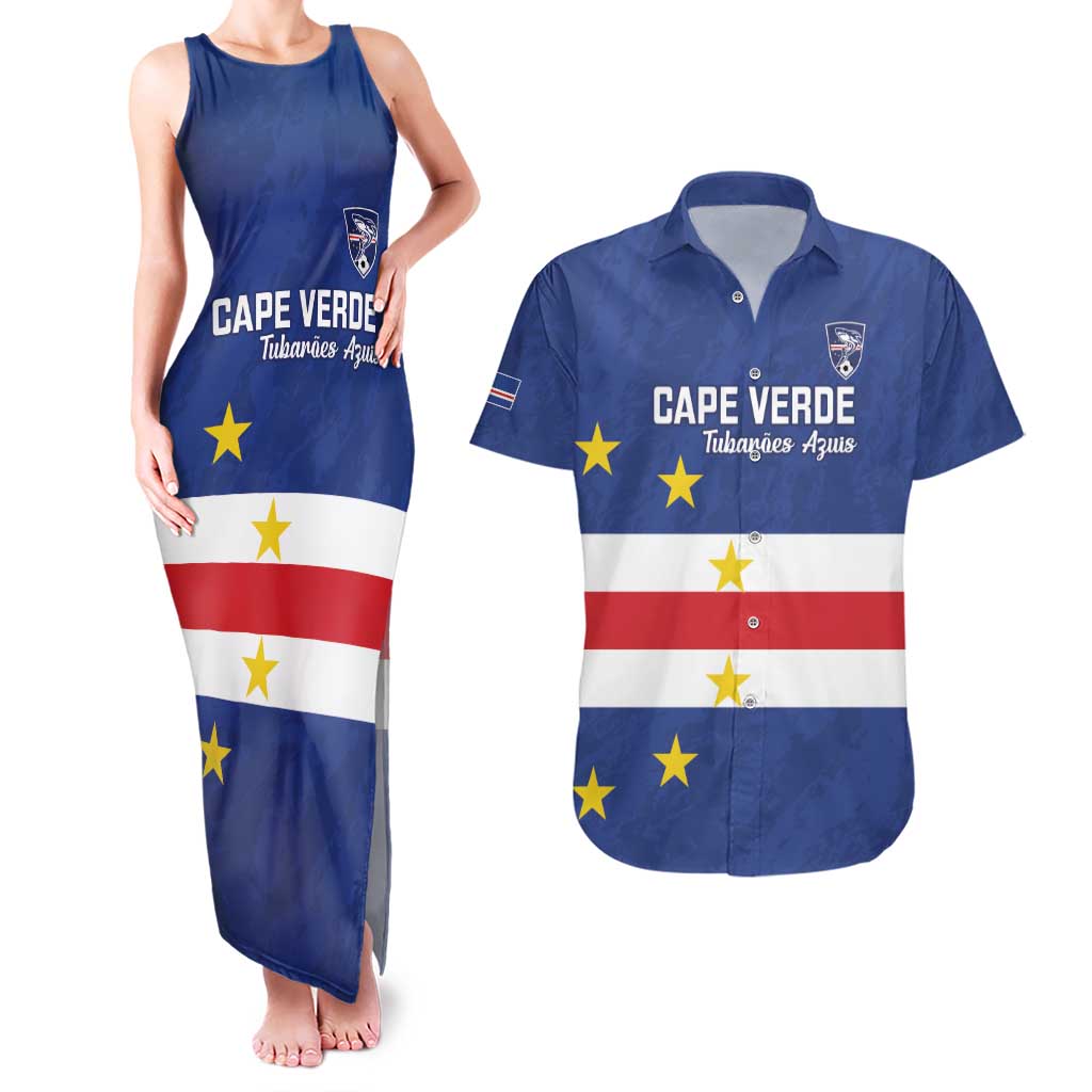 Cape Verde Football Custom Couples Matching Tank Maxi Dress and Hawaiian Shirt Go Champion Sporty Style - Wonder Print Shop