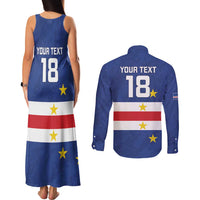 Cape Verde Football Custom Couples Matching Tank Maxi Dress and Long Sleeve Button Shirt Go Champion Sporty Style - Wonder Print Shop