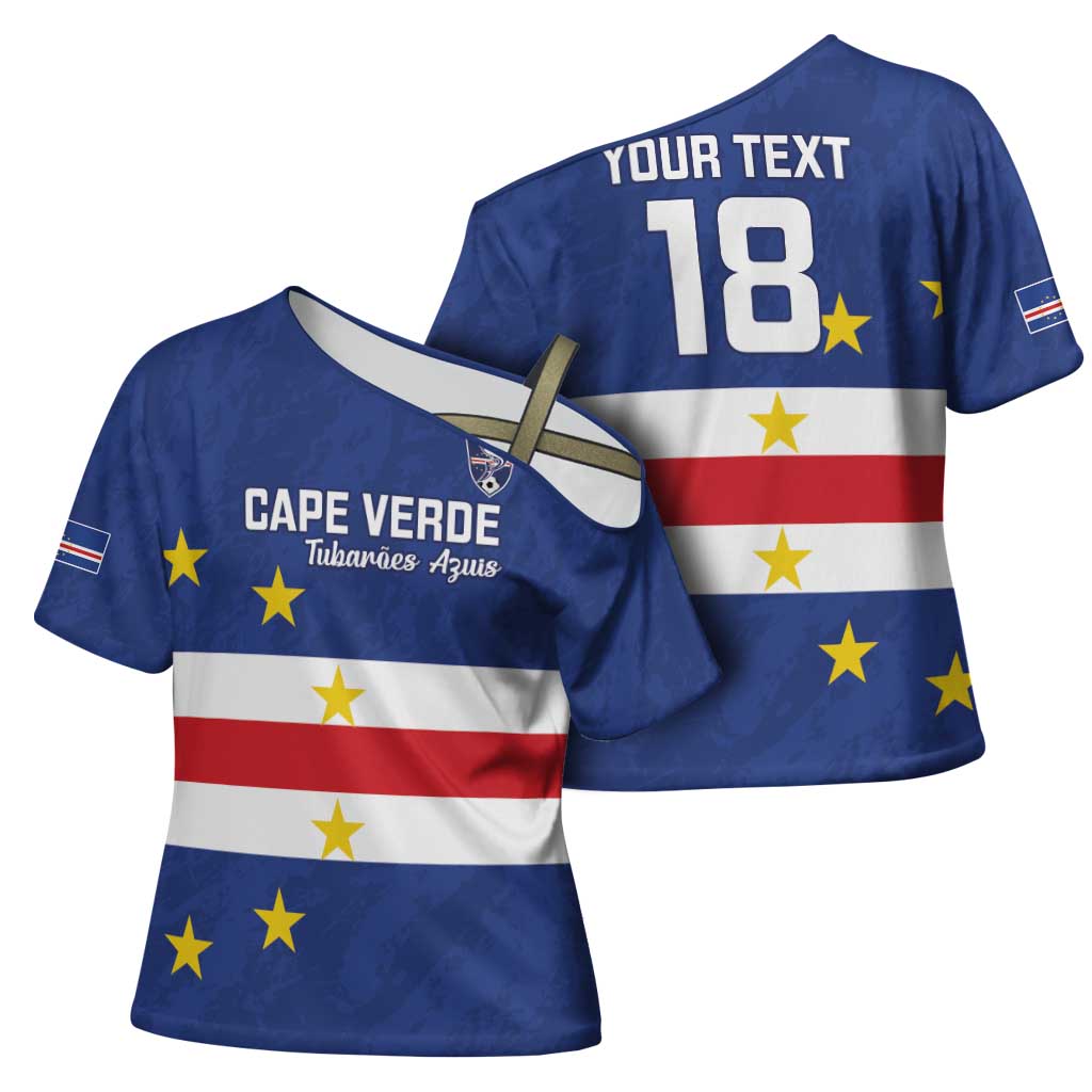 Cape Verde Football Custom Cross Shoulder Shirt Go Champion Sporty Style - Wonder Print Shop