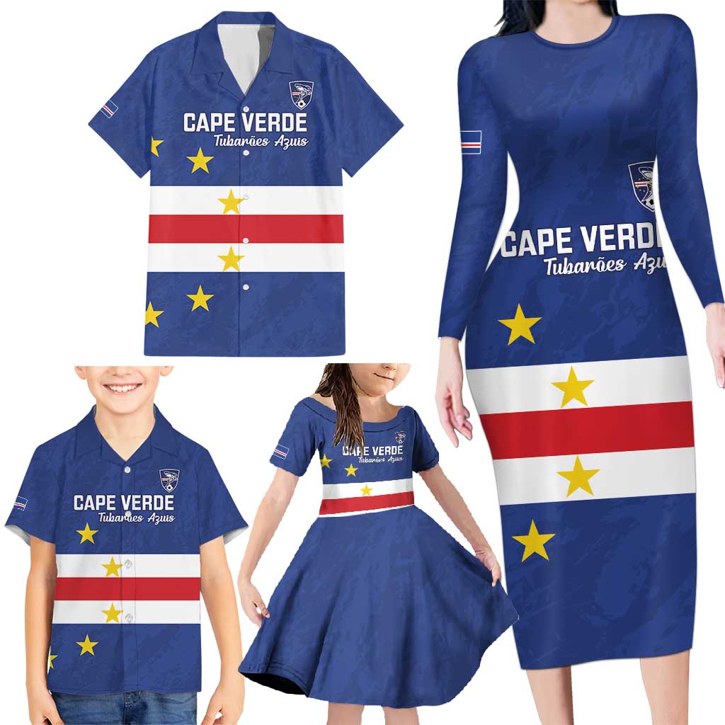 Cape Verde Football Custom Family Matching Long Sleeve Bodycon Dress and Hawaiian Shirt Go Champion Sporty Style - Wonder Print Shop