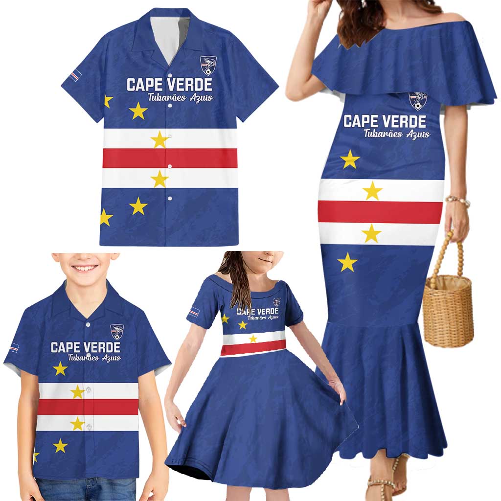 Cape Verde Football Custom Family Matching Mermaid Dress and Hawaiian Shirt Go Champion Sporty Style - Wonder Print Shop