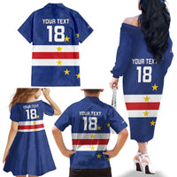 Cape Verde Football Custom Family Matching Off The Shoulder Long Sleeve Dress and Hawaiian Shirt Go Champion Sporty Style - Wonder Print Shop