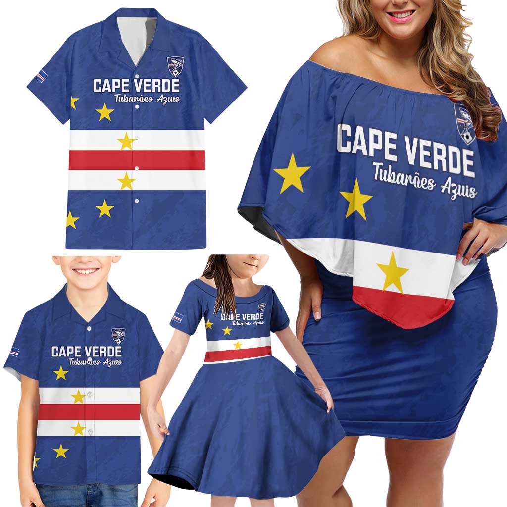Cape Verde Football Custom Family Matching Off Shoulder Short Dress and Hawaiian Shirt Go Champion Sporty Style - Wonder Print Shop