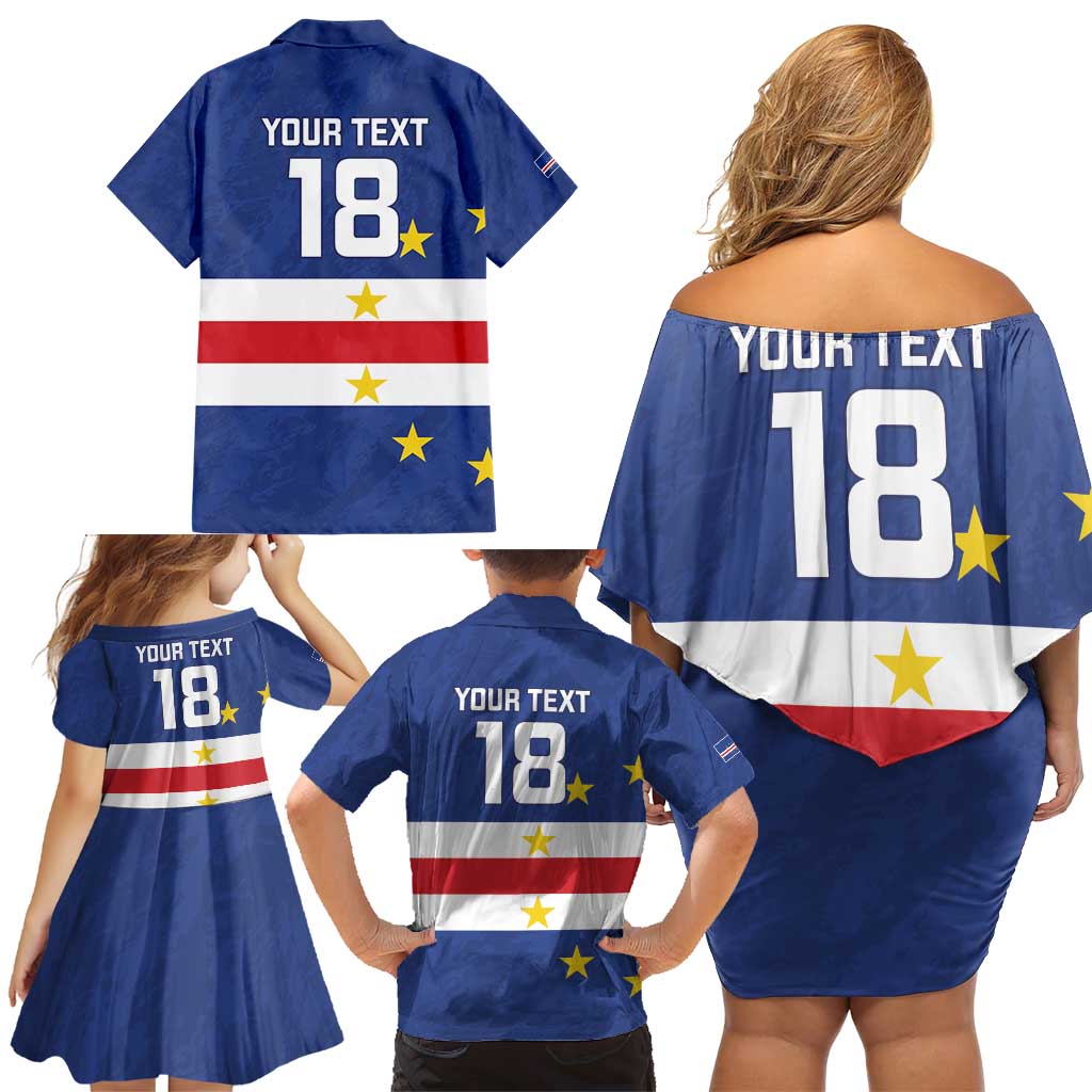 Cape Verde Football Custom Family Matching Off Shoulder Short Dress and Hawaiian Shirt Go Champion Sporty Style - Wonder Print Shop