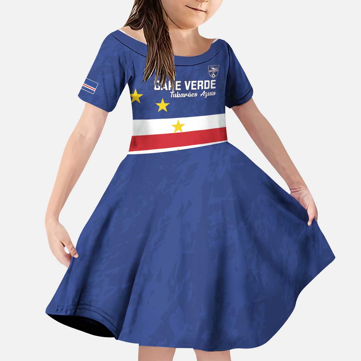 Cape Verde Football Custom Kid Short Sleeve Dress Go Champion Sporty Style - Wonder Print Shop