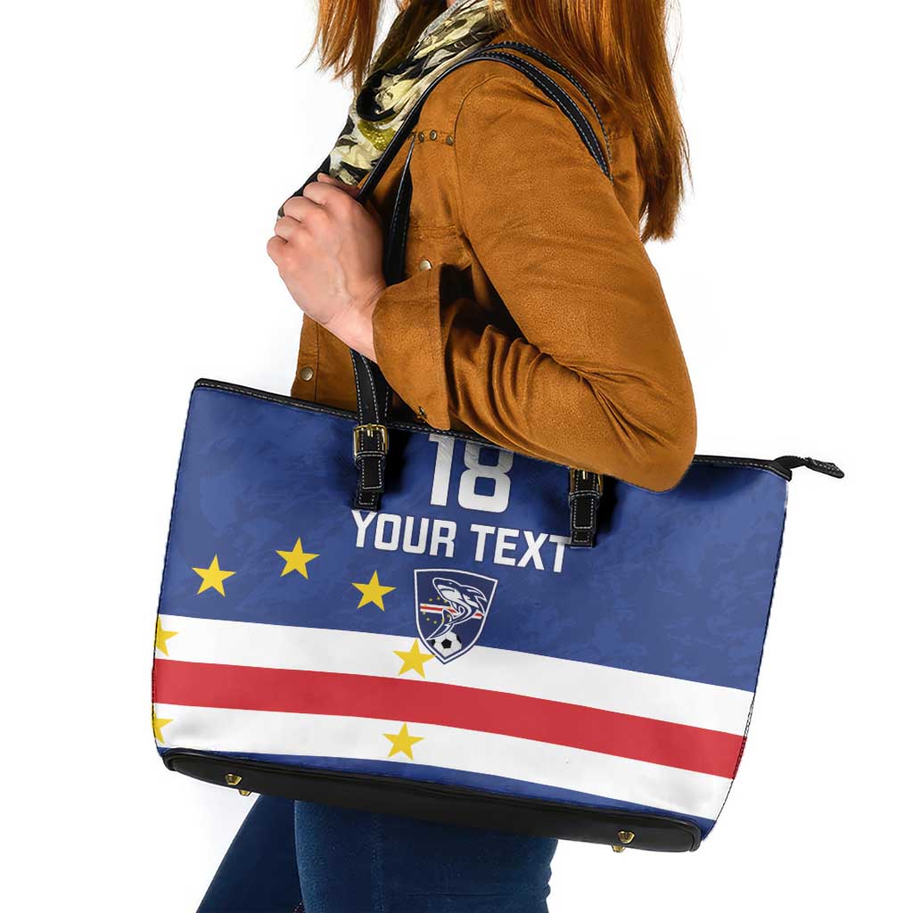 Cape Verde Football Custom Leather Tote Bag Go Champion Sporty Style - Wonder Print Shop