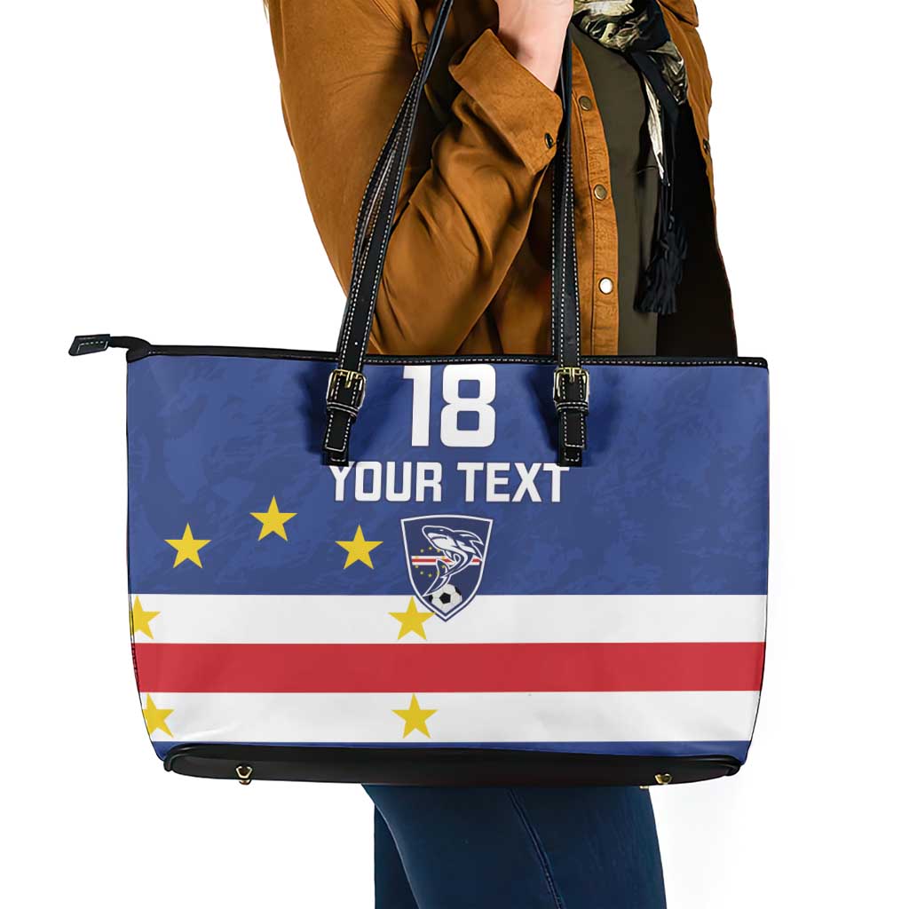 Cape Verde Football Custom Leather Tote Bag Go Champion Sporty Style - Wonder Print Shop