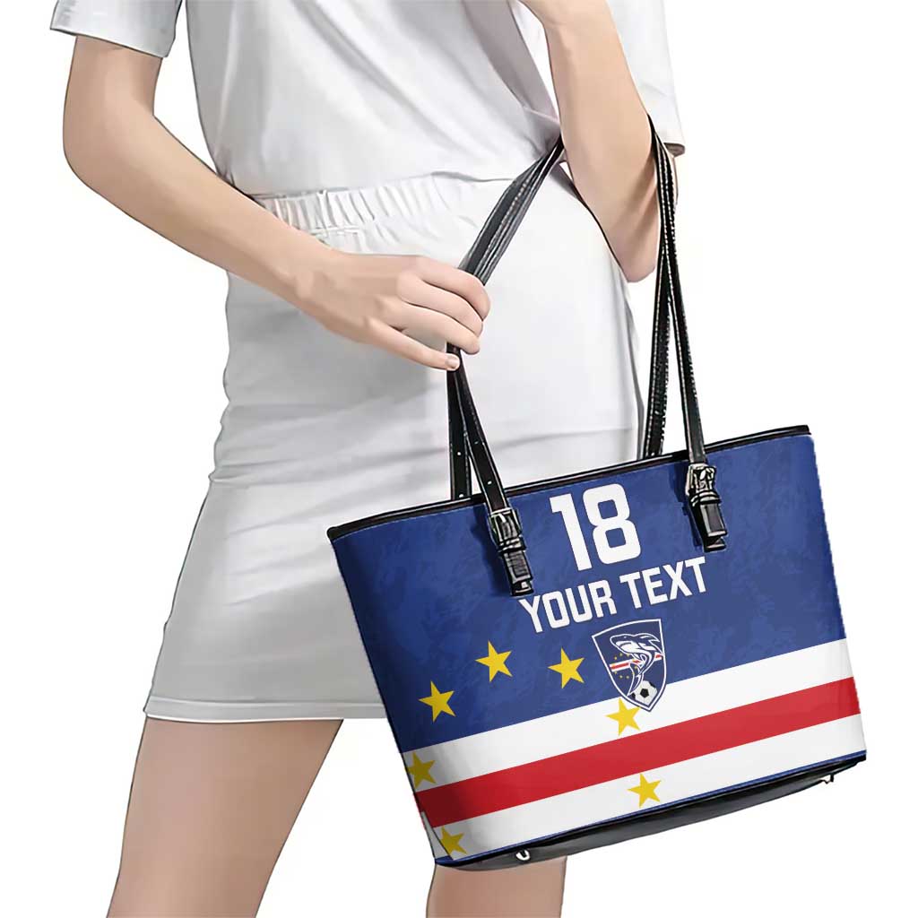 Cape Verde Football Custom Leather Tote Bag Go Champion Sporty Style - Wonder Print Shop