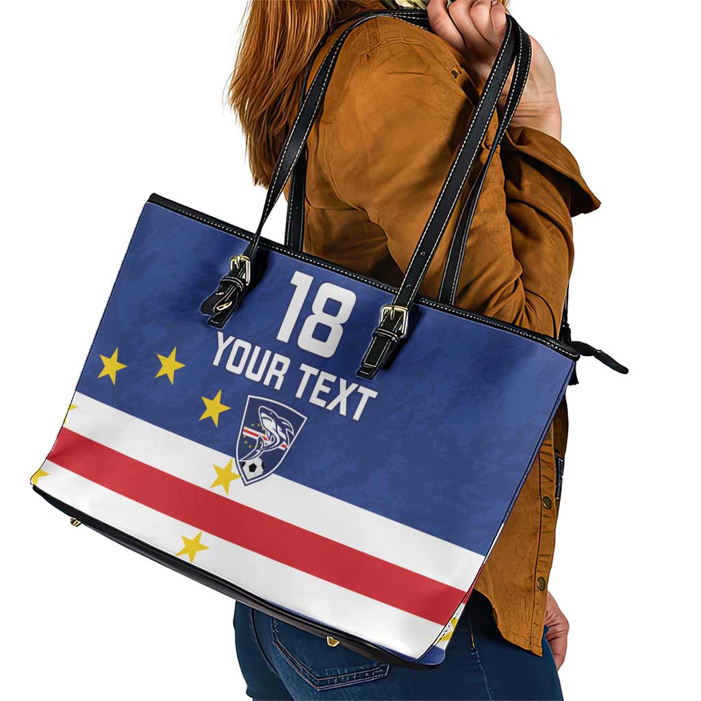 Cape Verde Football Custom Leather Tote Bag Go Champion Sporty Style - Wonder Print Shop