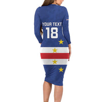 Cape Verde Football Custom Long Sleeve Bodycon Dress Go Champion Sporty Style - Wonder Print Shop