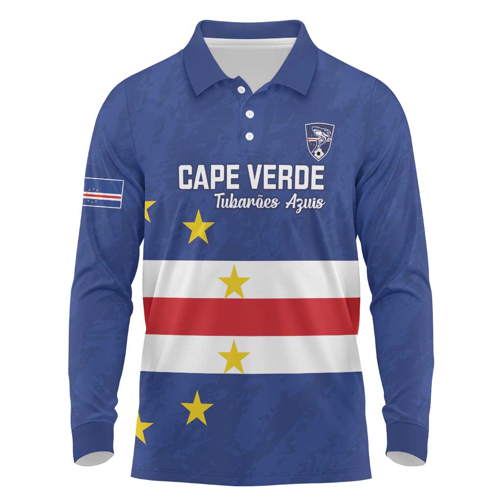 Cape Verde Football Custom Long Sleeve Polo Shirt Go Champion Sporty Style - Wonder Print Shop