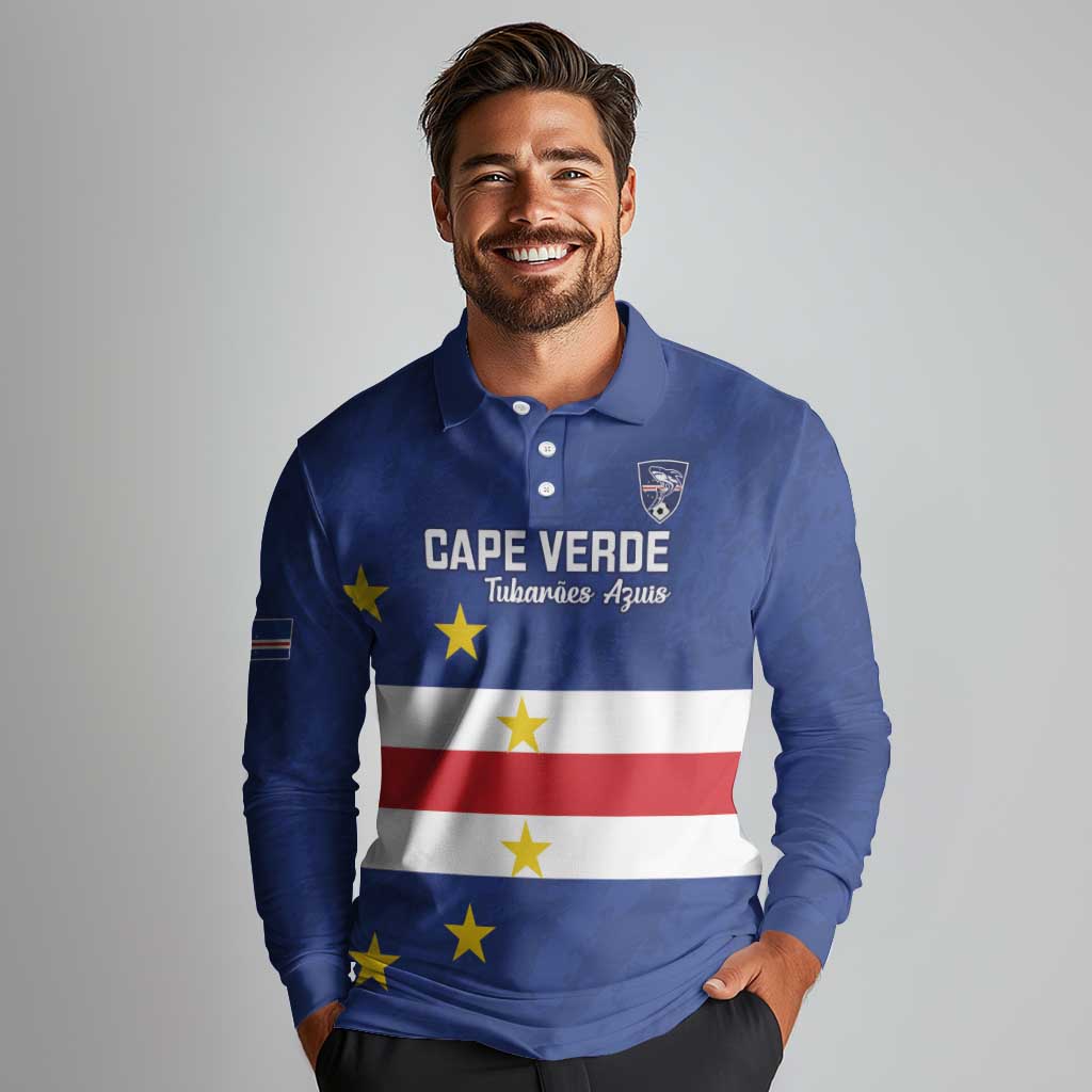 Cape Verde Football Custom Long Sleeve Polo Shirt Go Champion Sporty Style - Wonder Print Shop